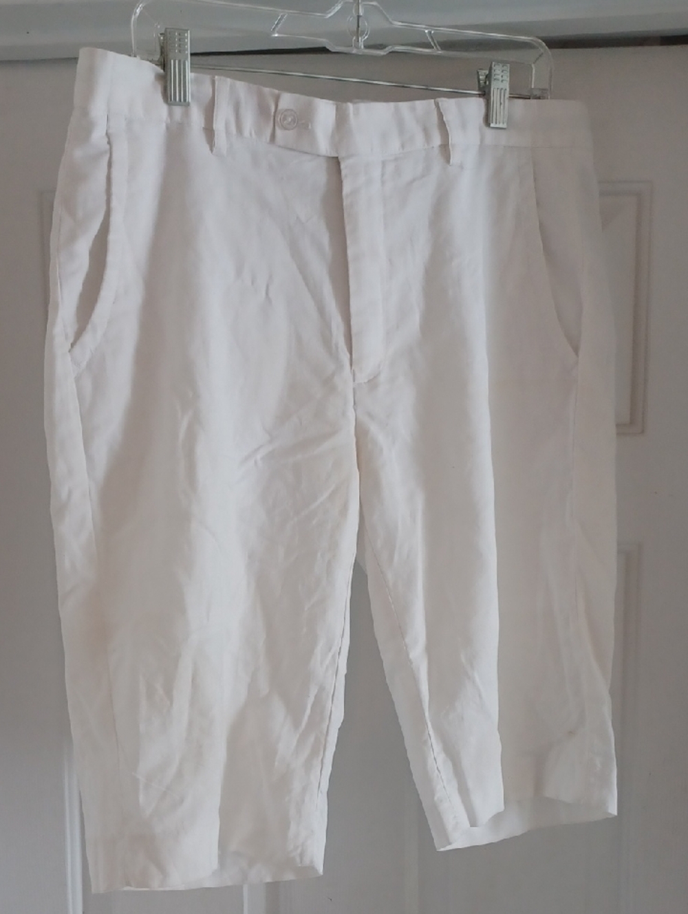 Stacy Adams White Casual Cotton Blend Shorts